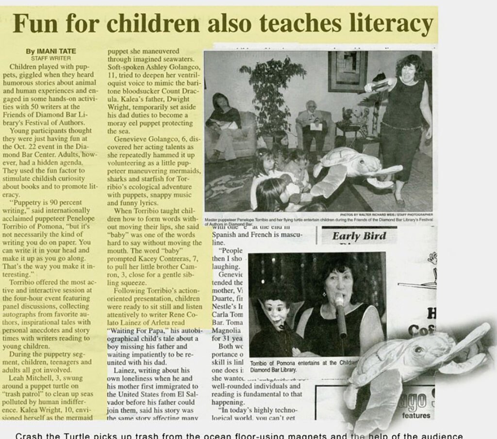 News article fu for children teaches literacy with Crash the turtle.