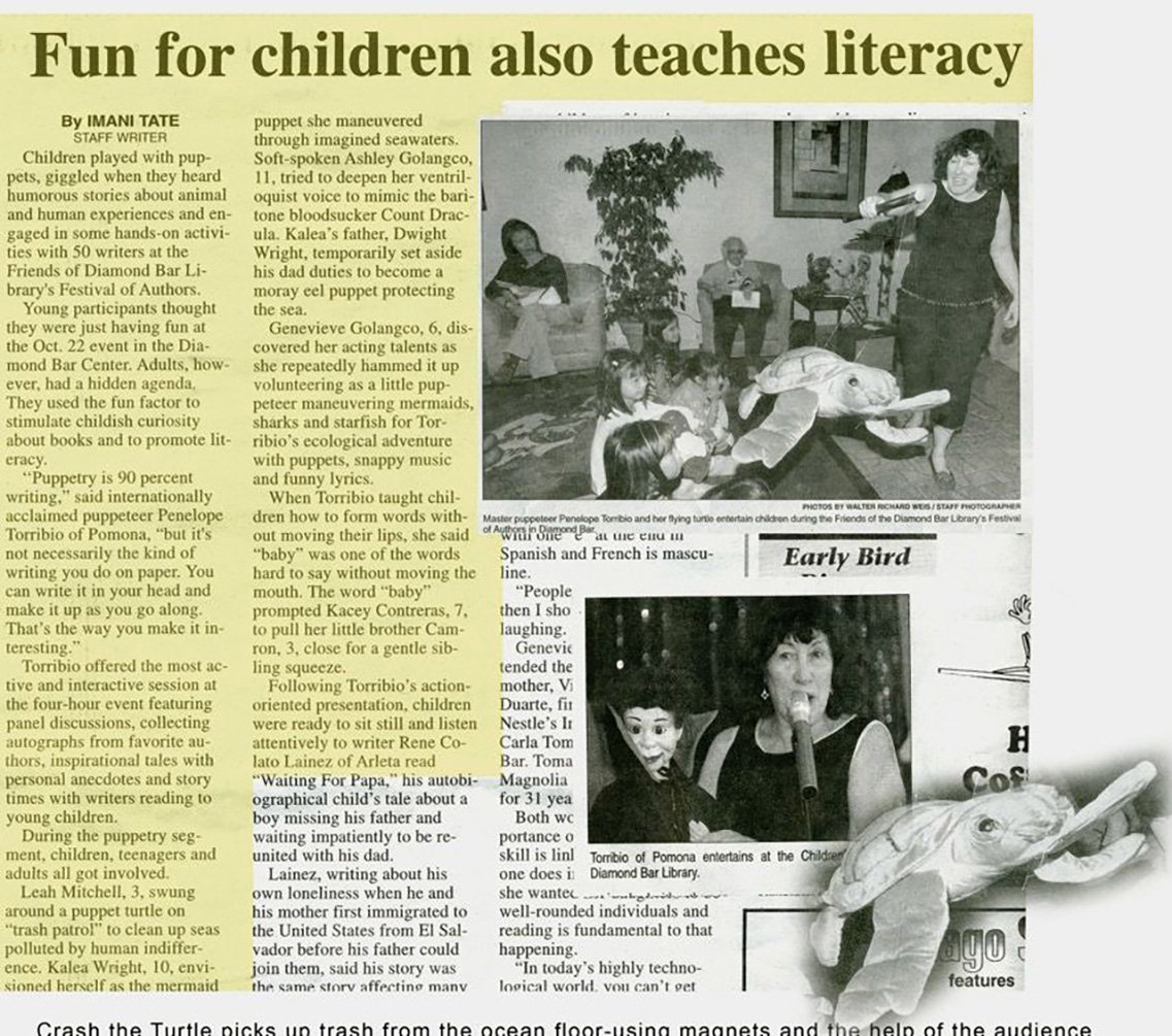 News article fu for children teaches literacy with Crash the turtle.
