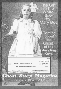 "Ghost Story Magazine "Cover stating Charles' article will be published. 