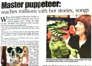 Newspaper cover Penelope Torribio impact with her stories, songs, and techniques.