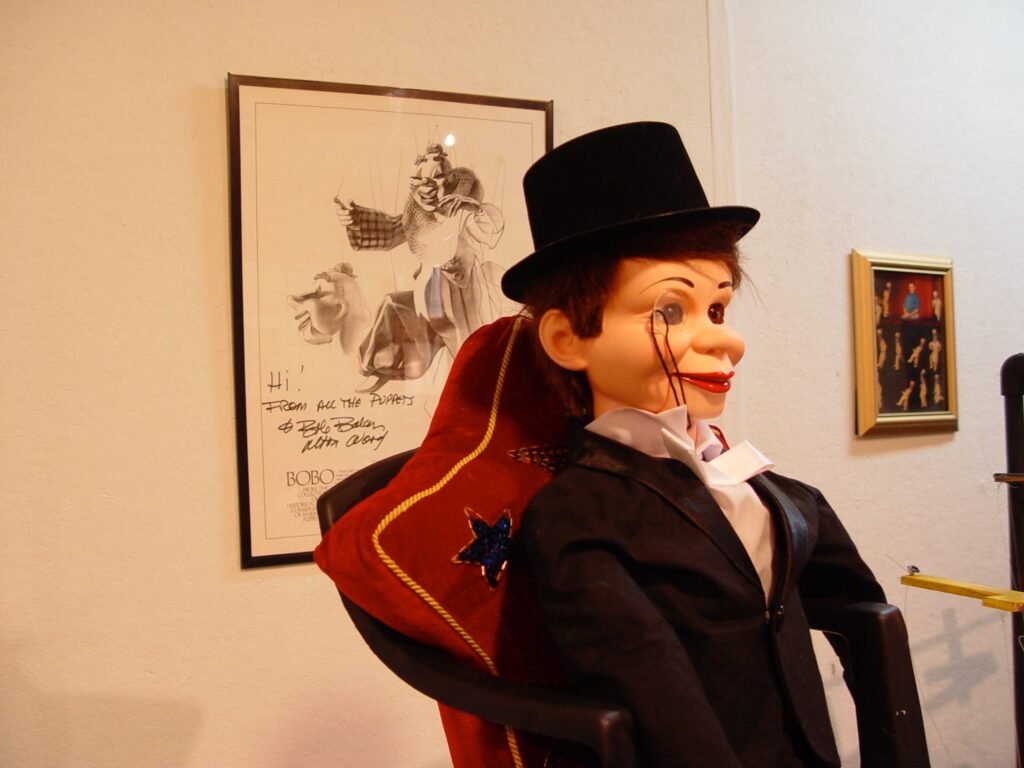 Charlie McCarthy at Penelope' Month Long Puppet workshop and display.