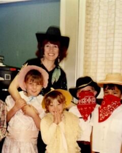 Penelope with students on cowboy day.