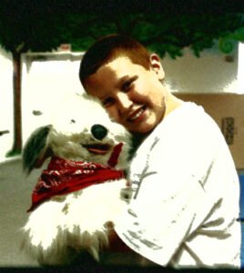 Boy finding a friend he can trust, Burnaby, the dog. Very popular with teens.