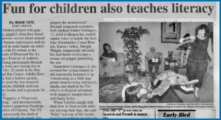 Fun for Children also teaches Literacy. News article, about Penelope Torribio, Mrs. T.